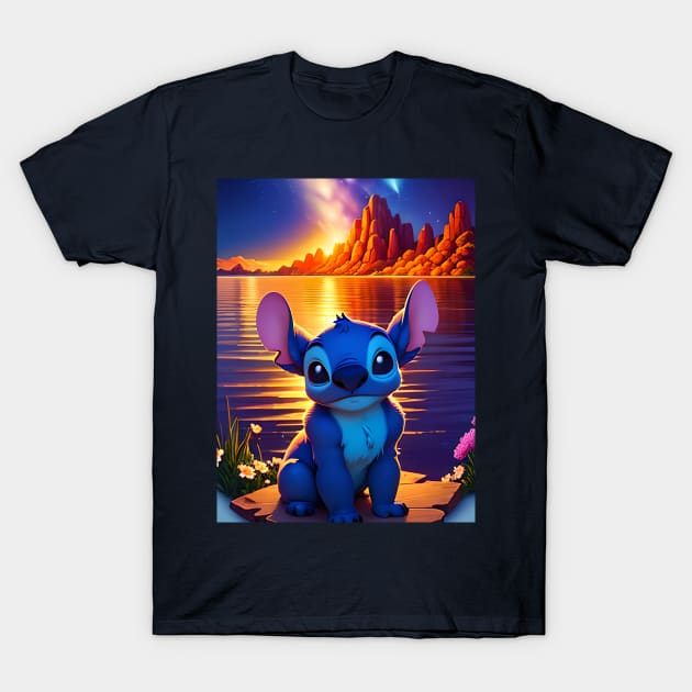 Stitch seascape T-Shirt by cloudart2868